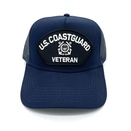 US Coast Guard Patch Adjustable Baseball Cap (Navy Mesh Veteran)