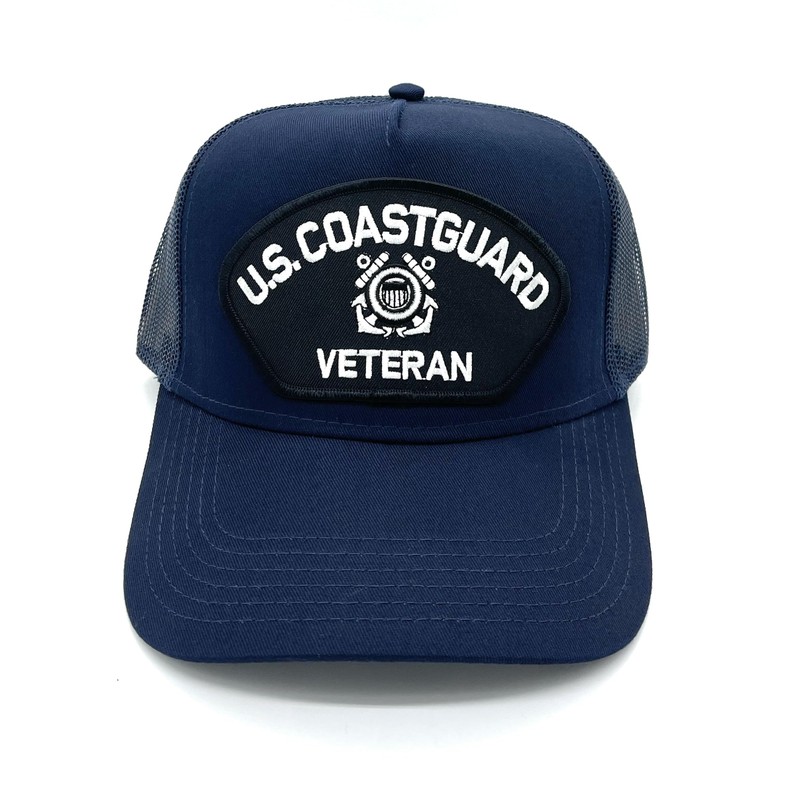 US Coast Guard Patch Adjustable Baseball Cap (Navy Mesh Veteran)