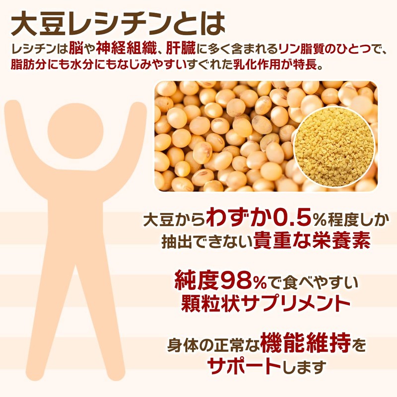 NICHIGA(ニチガ) 大豆レシチン 顆粒状 Soy Lecithin 350ｇ フォスファチジルコリン リン脂質 植物性レシチン 大豆由来