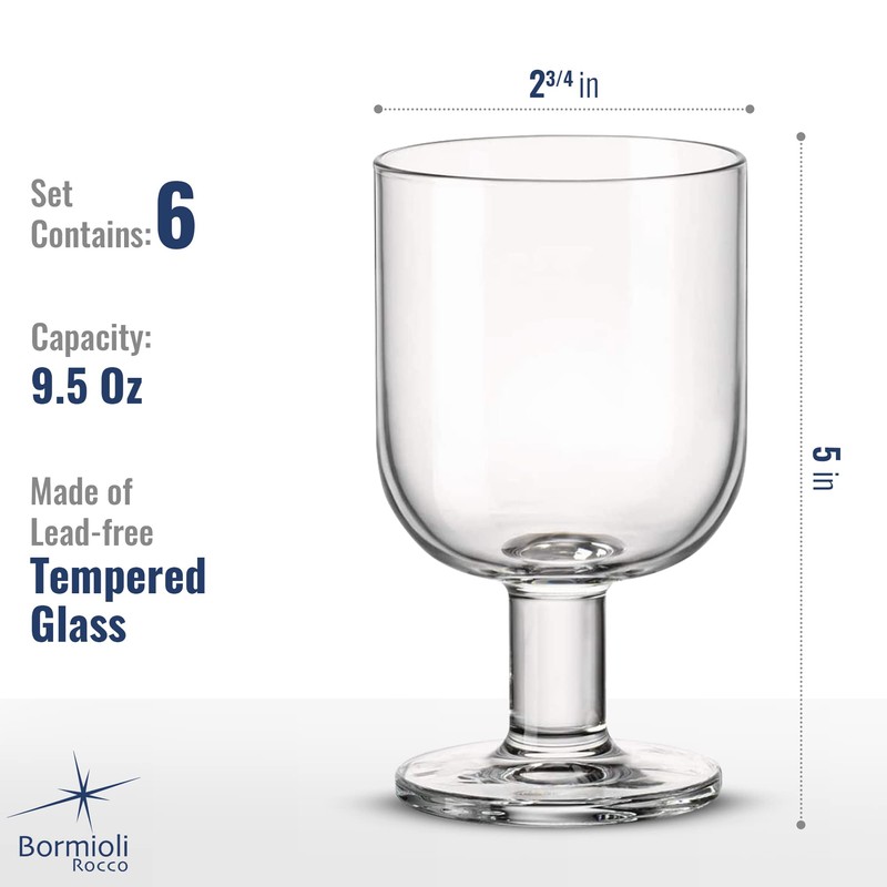 Bormioli Rocco Hosteria Set Of 6 Stackable Wine Glasses, 9.5