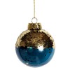 Translucent Navy Blue With Gold Glitter Christmas Tree Baubles (Set