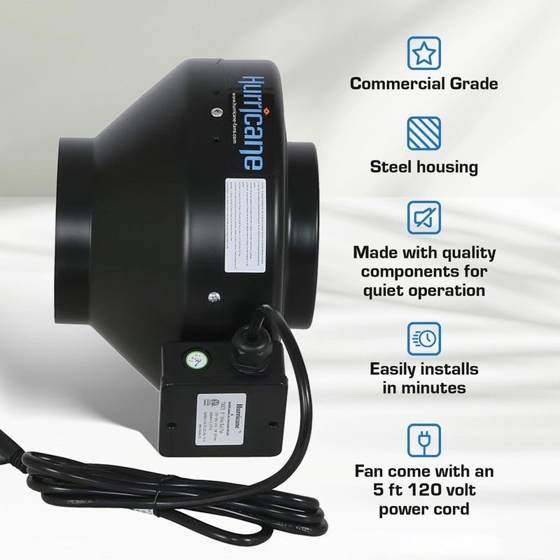 Hurricane Commercial Grade Inline Fan For Phresh & Black Ops