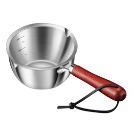 Butter Warmer Pot Stainless Steel Milk Warmer with Wooden Handle for Seafood, Mini Butter Melting Pots Small Saucepan with Dual Pour Spouts, Chocolate Melting Pots(size:300ml)