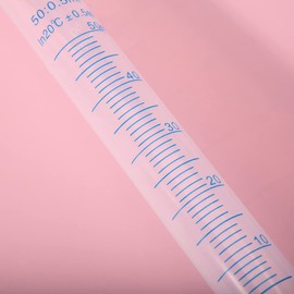 Euvoym 1 Piece 50ml Transparent Blue Line Measuring Graduated Cylinder Science Measuring Lab Test Tube Flask Liquid Measuring Tools (50ml)