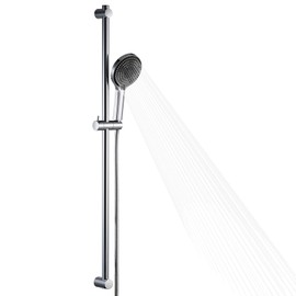 OFFO Shower Slide Bar Combo, Adjustable 40 in Slide Bar with 6-Mode High Pressure Handheld Shower Head and 60 in Stainless Steel Hose, Screw Wall Mounted, Chrome