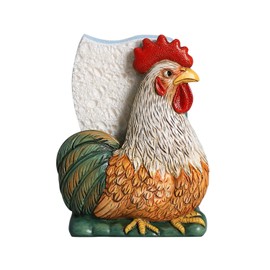 Bicuzat Resin Retro Rooster Shape Sponge Holder for Kitchen Sink, Compact Sink Caddy Organizer, Scouring Pad and Dish Sponge Holder, B