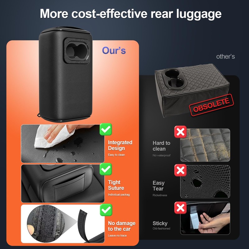 Hecotrax Universal Car Rear Seat Armrest 2 Row Console Box