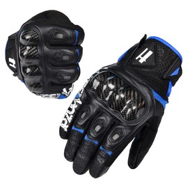 Harssidanzar Mens Leather Perforated Motorcycle Driving Gloves CM001EU Blue S