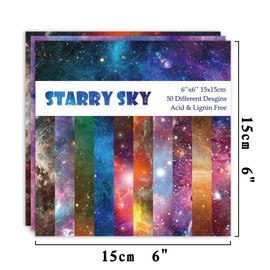 Origami Paper Kit 50 Sheets 70GSM 6 Inch Square Double Sided Color 50 Vivid Japanese Washi Chiyo Colors for Hand Crafts Origami Paper Arts Creativity.Galaxy