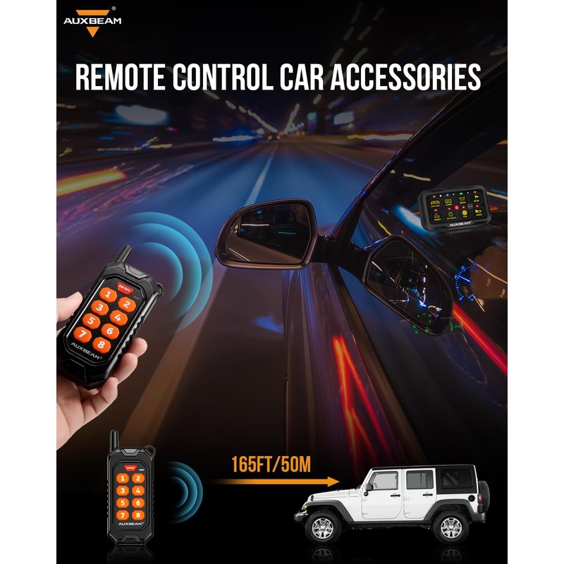 Auxbeam Wireless Remote Control for 8 Gang Switch Panel RC-800