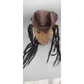 HaT Men's Brown Tricorn Pirate hat "Jack sparrow" like