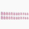 French Tip Press on Nails Medium Square Fake Nails Pink