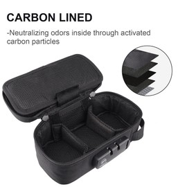 FIREDOG Smell Proof Bag with Lock, Carbon Lined Smell Proof Case Containers for Travel Storage (Black, 8x4x2.75 Inch)