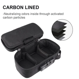 FIREDOG Smell Proof Bag with Lock, Carbon Lined Smell Proof Case Containers for Travel Storage (Black, 8x4x2.75 Inch)