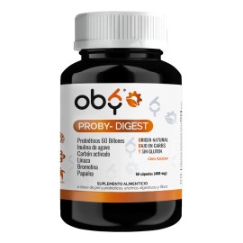 Probioticos 60 billones con Prebioticos, Enzimas Digestivas, Inulina Agave, Fibra, Carbón Activado | Vitaminas Oby 60 capsulas