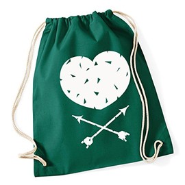 Hippowarehouse Heart and crossbones pocket Drawstring Cotton School Gum Kid Bag Sack 37cm x 46cm, 12 litres