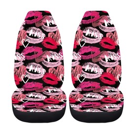 TOADDMOS Heart Love Kiss Printed Car Seat Covers for Cars Sedan Truck and SUV, Valentine's Day Auto Seat High Back Saddle Blankets, Stretchy Auto Interior Decor Sets, Pack of 2