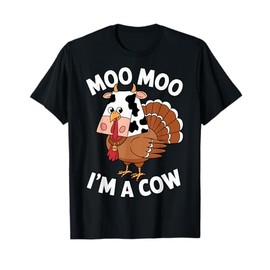 Moo Moo, I'm a Cow Funny Thanksgiving Turkey T-Shirt, black
