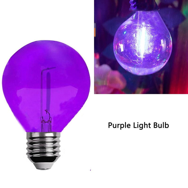 G40 Light Bulbs Replacement Purple 1W Shatterproof Plastic LED Globe