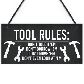 RED OCEAN TOOL RULES Sign Man Cave Shed Garage Sign Funny Gift For Men Dad Grandad