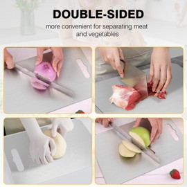 Titanium Cutting Boards - 2Pack Pure Titanium Cutting, Stainless Steel Cutting Boards, Titanium Cutting Boards for Kitchen, Dishwasher Safe(13.88" x 9.05"and 11.81" x7.87") (set-1)