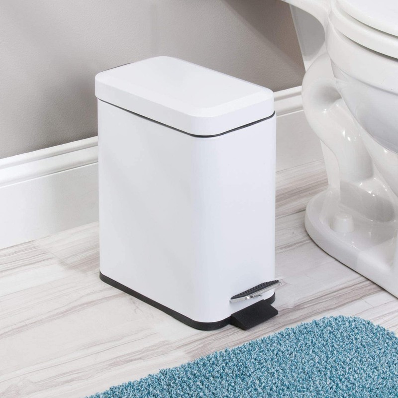 PEDAL BIN BATHROOM 5L SLIM RECTANGULAR REMOVABLE BUCKET WASTE DUST