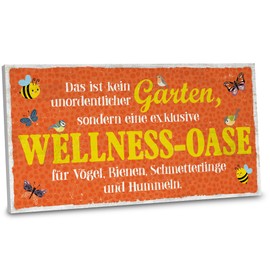 ARTFAVES® Garden Sign – Wellness Oasis for Bees Shabby Chic Vintage Garden Decoration Sign with Saying on the Theme Garden/Hobby Gardener | Size: 30 x 15 cm
