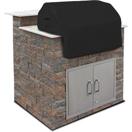 Covers & all Built-in Grill Cover Made of 12 Oz Waterproof Fabric with Air Pocket & Elastic for Snug Fit (32" W x 26" D x 24" H Inches, Black)