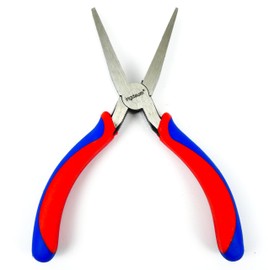 INGDAUM® Flat Nose Pliers Telephone Pliers 160mm with Two Component Handles Red/Blue for Repairs, Assembling and Clean Bending of Cores and Wires