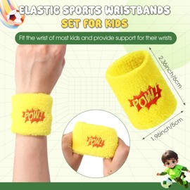 Zomiboo 24 Pieces Kids Sweatbands, Children's Athletic Wristbands, Sports Party Favors for Sports Birthday Party (Multicolor,Sports Style)