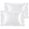 PiccoCasa Luxury Ruffled Pillow Shams Set of 2, Retro Silky