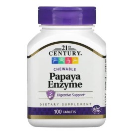 21st Century Enzima De Papaya Masticable 100 Comprimidos Sin Sabor