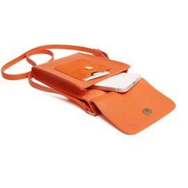 Alice Wheeler Vegan Leather Mini Bloomsbury Crossbody Phone Bag Bee (Orange)