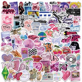Yuyul 110 PCS Y2K Stickers Coquette Aesthetic Pack, Retro 2000s Cyber Decor, Waterproof Vinyl Stickers for Laptop, Phone, Skateboard, Birthday Gifts for Teens Adults