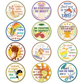 Trillionn 12 Pack Felt Cup Coasters for Drink, Absorbent Coasters for Coffee, Animal Pattern Design Drink Coasters