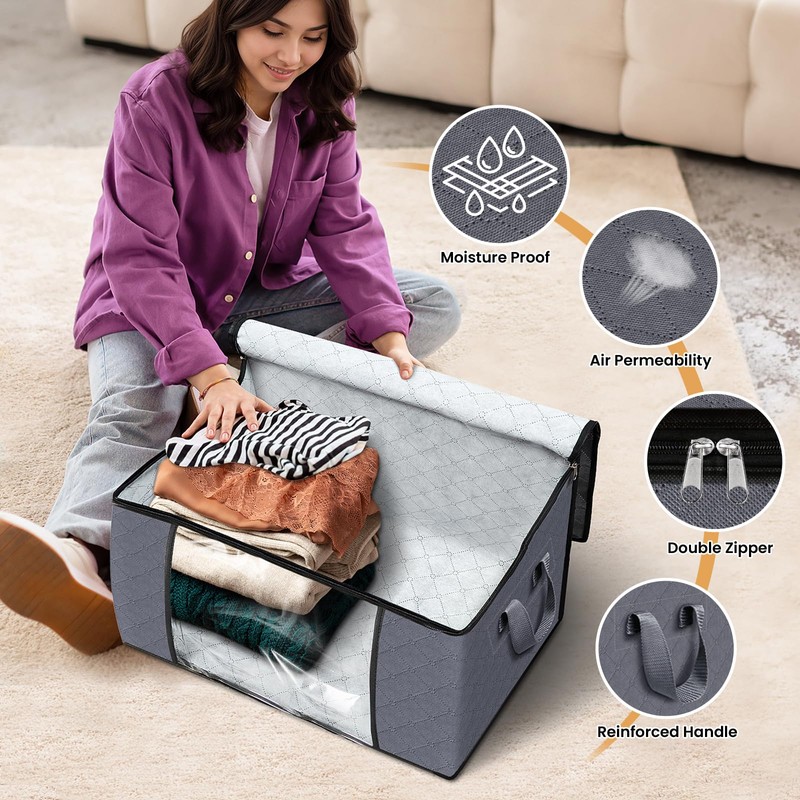 Fab totes Storage Bags,Clothes Blanket Storage Bins Foldable Closet Organizers