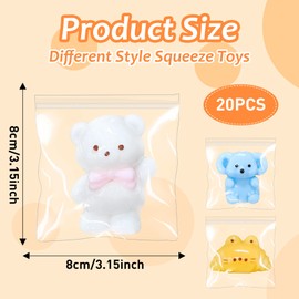 20 Pack Squishy Toys Mochi Squishy Mini Toys for Kids, Party Favors, Sensory Fidget Gifts for Kids 4-8 8-12, Cute Animal Stress Relief Prizes, Bulk Goodie Bag Fillers, Autism Sensory Toys