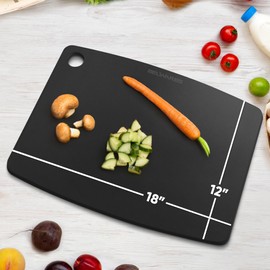 Dishwasher Safe Cutting Boards for Kitchen - Extra Large Composite Wood Cutting Boards - Thin, BPA Free & Eco-Friendly Chopping Board (18 x 12 Inch, Slate Black)