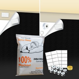 SwartLife Portable Blackout Blind with Suction Cups | 240x145cm Cut to Size Blackout Blinds Stick On Window | Temporary Blackout Blinds Meeting Baby Standards for Sensitive Sleep Environments