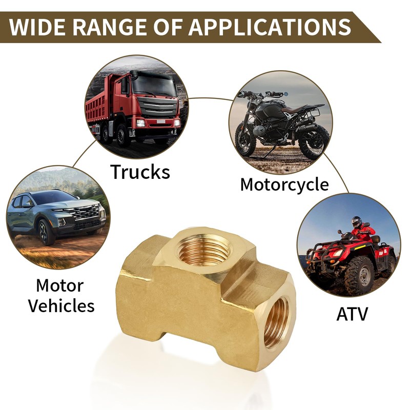 MuRealy 3/16" Brake Line Tee Fitting Kit (4PCS) - Brass