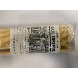 NOS Vtg Modern Eames Era S.S. Kresge Cream/Off Wht. Woven Vinyl Cafe Curtain (A7