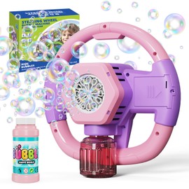 PANACARE Steering Wheel Bubble Machine, Automatic Bubble Blowing Machine Toy Children 10000+ Bubbles/Min with Bubble Solution for Wedding/Birthday/Party/Easter, Outdoor Gift for Boys and Girls