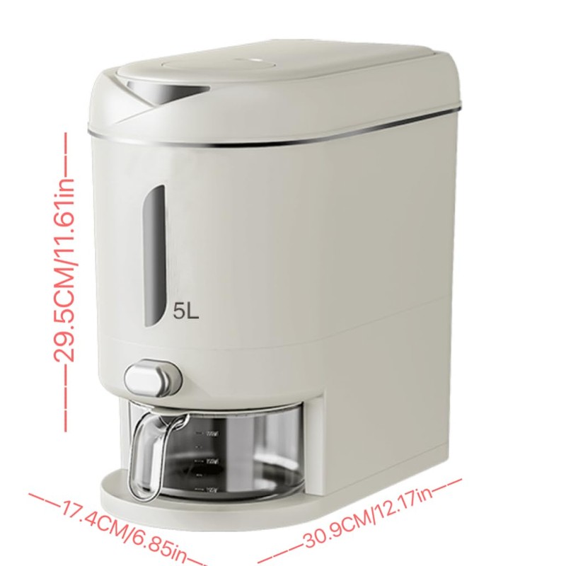 12 Lbs (7.3kg) Rice Container with Measuring Cup, Upgraded Built-in