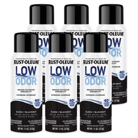 Rust-Oleum Low Odor Premium Spray Paint, 11 oz, Gloss Blackout, 6 Pack