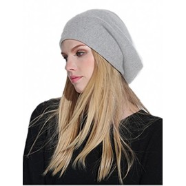 Prettystern Damen 100% Kaschmir-Wolle weich warm Cashmere Beanie Mütze hell-Grau
