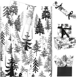 20 Sheets Christmas Tree Tissue Paper, 20 x 14in Watercolor Xmas Tree Gift Wrapping Paper Greenery Art Decorative Tissue for Christmas Winter Party Supplies (Yellow Green) (Black)