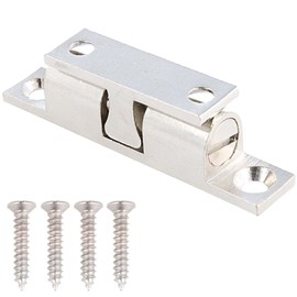 MS Beschläge Double Ball Catch Brass - Furniture Lock Adjustable Holding Force - Door Catch for Cupboards, Drawers & Flaps - Ball Catch - Durable & Rustproof (1 x Nickel-Plated, 43 mm)