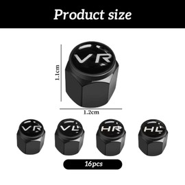 Thoquene Pack of 16 Car Valve Caps with Labelling, Car Tyre Valve Caps