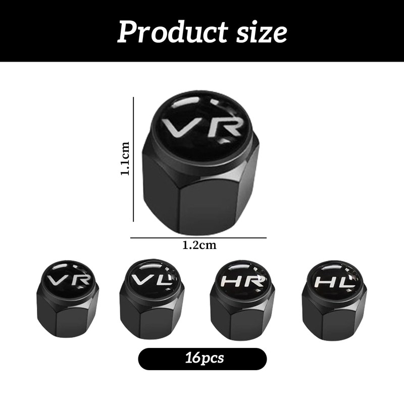 Thoquene Pack of 16 Car Valve Caps with Labelling, Car