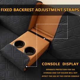 ZYXFYY 4 Pieces Click Clack Sofa Bed Cover 3 Seater, Quilted Convertible Folding Cover with 2 Removable Armrests and 1 Holders Covers (Black)